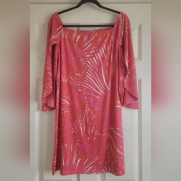 La Mer Luxe Pink & White Abstract Print Resort Dress - Size L - Picture 1 of 6